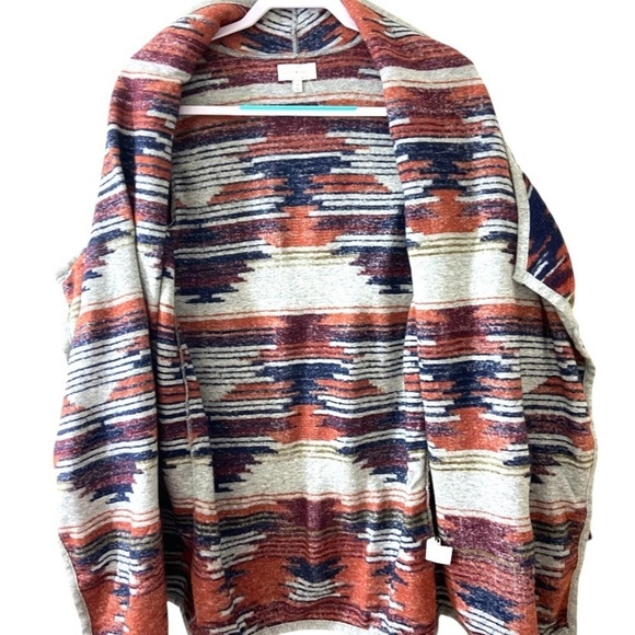 Lucky Brand Aztec Print Southwestern BOHO Lightweight Cozy Cardigan Sweater - Picture 5 of 13